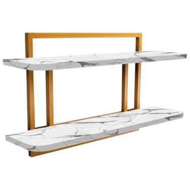 Imagem de Prateleira Decorativa 60x15 Sala Escritório Quarto Zafra - dourado/vulcano