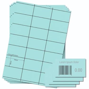 Imagem de OfficeGear Etiquetas de bilhetes de preço de código de barras azul borda de prateleira 21-up [25 folhas - pacote com 525] 38 x 70 mm impressão personalizada cartão A4 120gsm etiqueta de mercadoria não
