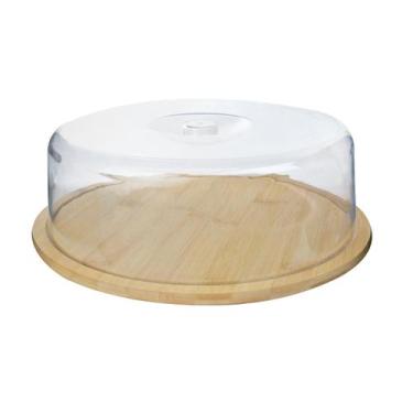 Imagem de Conjunto para bolo de bambu com tampa de plástico 28cm - Livon