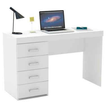 Imagem de Mesa Para Computador Ou Escritório Malta Com 4 Gavetas Politorno Branco