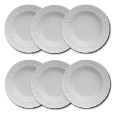 Imagem de Conjunto De Pratos Fundos Germer Tassel Em Porcelana 6 Peças Branco