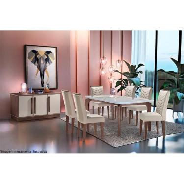 Imagem de Mesa De Sala Jantar Londrina + Tampo Madeirado Vidro Reto 120x80cm Grafite/imbuia - Rufato