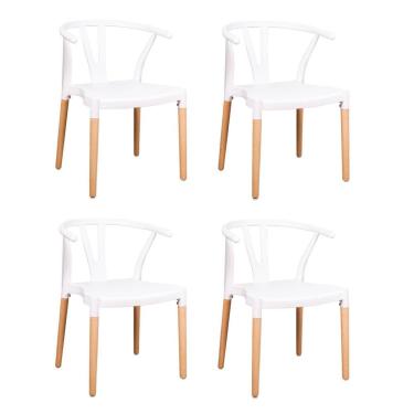 Imagem de Conjunto 4 Cadeiras Polipropileno Wishbone Yescasa Branco