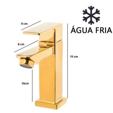 Imagem de Torneira de banheiro lavabo ou pia Luxo Dourado-Sus304 Inox - oem, Dou