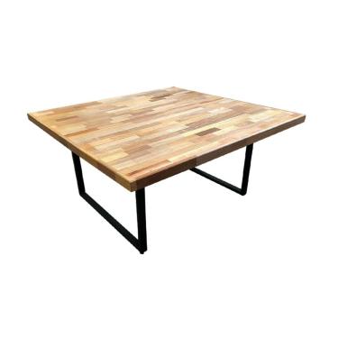 Imagem de Mesa Industrial Apolo Quadrada 1,50x1,50 Madeira Maciça Taúri De Marchetaria Com Ferragem Preta Preto
