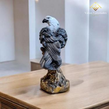 Imagem de Estátua Gavião Espanta Pombo Pardal Telhado Jardim Fazenda Envernizado
