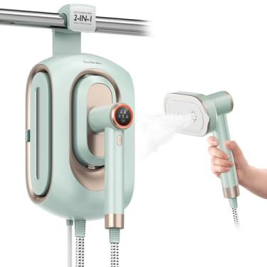 Imagem de Newbealer Ferro a Vapor 2 em 1, Vapor de 1550 W para Roupas, 3 Níveis de Vapor e Engomar a Seco, 30 Segundos de Aquecimento, Tanque Removível de 1.2 L, Desligamento Automático, Verde (Somente 120V)