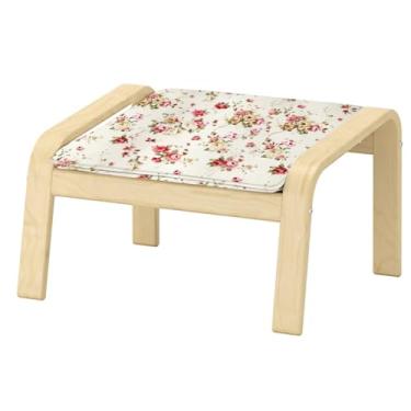 Imagem de Vepping Lude Substituição da capa de poltrona Pattened com forro acolchoado, serve para poltrona IKEA Poäng, 100% algodão, almofada não incluída (Blooming Haven-Cream, apoio para os pés tipo 1)