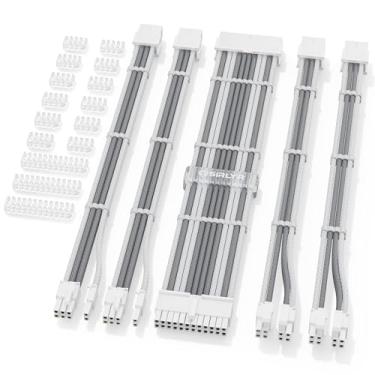 Imagem de Sirlyr Conjunto de extensão de cabos PSU – Cabos de PC com mangas de nylon macio, 24 pinos ATX 8 pinos EPS PCI-E, pinos banhados a ouro para fonte de alimentação GPU com pentes de arame pré-instalados