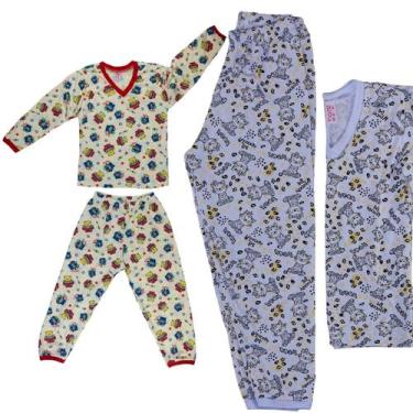 Imagem de Kit 5 Pijama Masculino De Frio Menino Infantil Juvenil Manga Longa 6 8