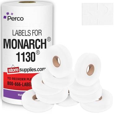 Imagem de Etiquetas brancas de preço para pistola Monarch 1130 Price - Etiquetas de marcação em branco - com rolo de tinta incluído (1 manga)