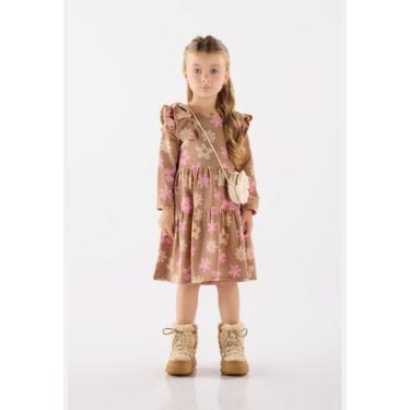 Imagem de Vestido Infantil em Molecotton com Felpa Up Baby, Marrom, 8