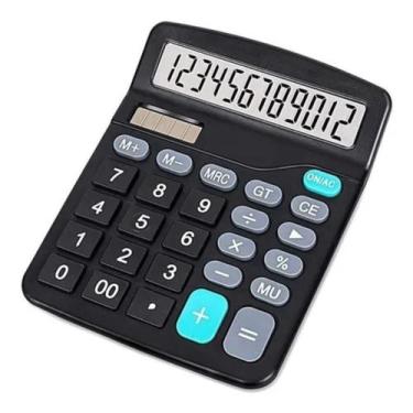 Imagem de Calculadora Mesa Financeira Escritório 12 Digitos Cor Preta - Atena