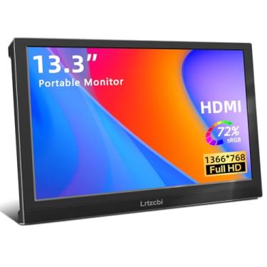 Imagem de Lrtzcbi Monitor Portátil De 13,3", Hd Externo Para Laptop 1366X768P, Alto-Falantes Integrados E Porta Hdmi Vga, Tela Pequena Pc, Mac, Ps4/5