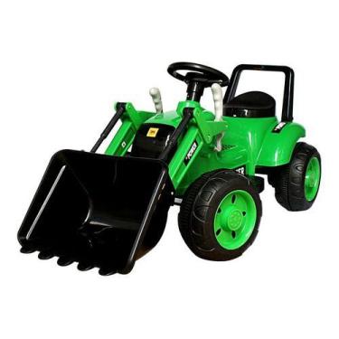 Imagem de Mini Carro Escavadeira Trator Elétrico 6v Infantil Verde - Importway