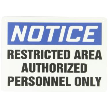 Imagem de ACCUFORM SIGNS MADC808VP Placa de segurança de plástico, legenda "Aviso apenas pessoal autorizado área restrita", comprimento de 25 cm x 35 cm de largura x 0,055 cm de espessura, azul/preto no branco