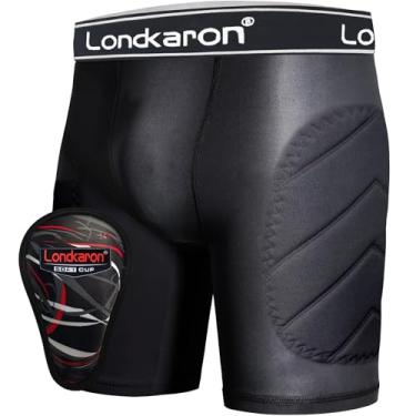 Imagem de Londkaron Shorts Acolchoados Deslizantes Para Meninos Jovens Com Bojo Protetor Macio Para Beisebol E Futebol Americano (Médio, Preto E Prata)