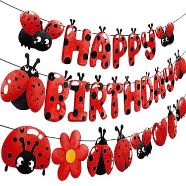 Imagem de Ladybug Birthday Party Banner Little Ladybug Party Decoration Felt Ladybug Happy Birthday Banner for Ladybug Theme Baby Shower Supplies