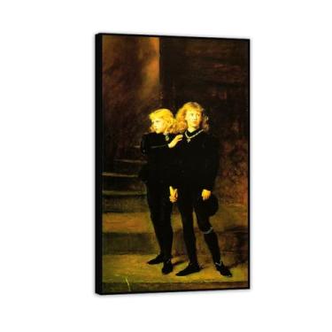 Imagem de Príncipes na torre por John Everett Millais Pôster The World Classic Art Reproduções Giclee impressão em tela John Everett Millais Arte de parede 120 x 70 cm (47 x 28 pol) moldura preta