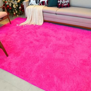Imagem de Tapete Peludo Sala Quarto 2,00x1,40 Felpudo Novo Decorativo Macio Conforto (PINK)