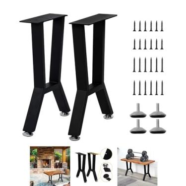 Imagem de Yidi Pernas de banco de metal, pernas de mesa de centro de metal 40,6 cm, pernas de mesa resistentes, pernas de mesa de metal preto, H16×W11, conjunto de 2