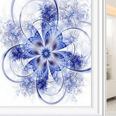 Imagem de Película de janela de privacidade de flores, textura de estilo floral, filme de vidro para sala de estar e escritório em casa, L90 x C 190 cm