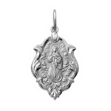 Imagem de Pingente Mini 1cm Nossa Senhora Aparecida Retangular Ouro 18k Branco k