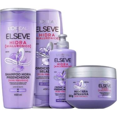 Imagem de Elseve combo hialurônico L'oreal Shampoo + Condicionador + Máscara + C