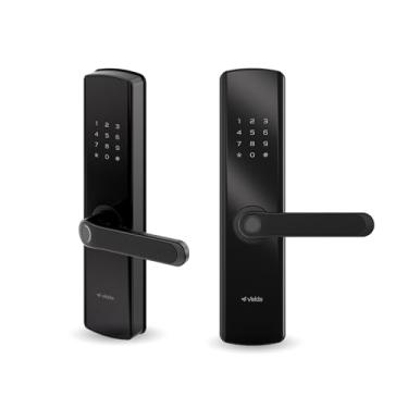 Imagem de Fechadura Digital Inteligente de Embutir Velds, Wi-Fi, Biometria, Teclado de Senha, Bluetooth LE, Multiusuário, Cartão RFID e Chave Mecânica, Preto Fosco