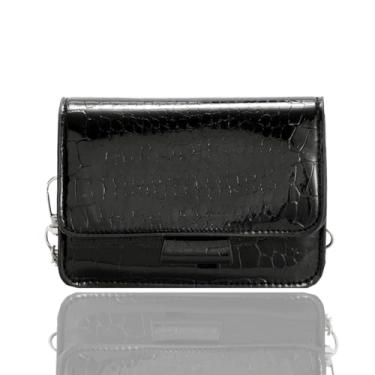 Imagem de Twievo Mini bolsas transversais para mulheres, mini bolsa quadrada Y2k com alça de corrente moda feminina pequena bolsa de noite preta, Preto