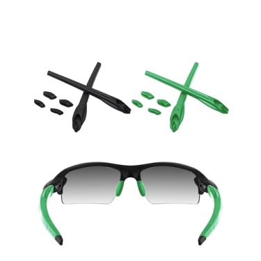 Imagem de 2 pares de meias e almofadas de nariz para óculos de sol Oakley Flak 2.0 XL preto e verde escuro