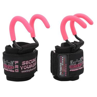 Imagem de Ganchos para varão de elevação de melhor peso para pulso resistentes Power Weight Lifting Training Gym Grips conjunto de 2, rosa, WOMEN-Wrist Size Small/Medium