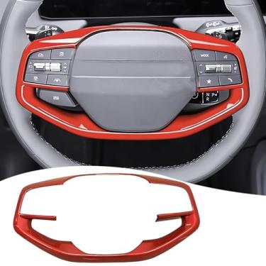 Imagem de Moldura de botão de volante, para Kia K4 2025, Kia EV6 2025, Kia Sportage 2026, Kia EV3 2025 2026 - ABS vinho vermelho capa de volante acessórios de envoltório de botão de volante (não serve para o
