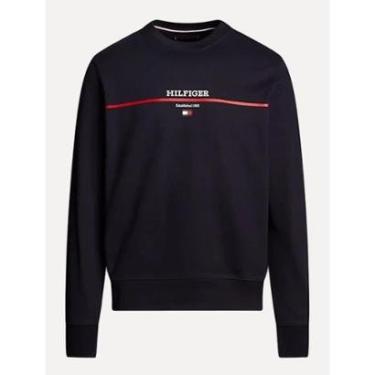 Imagem de Moletom Tommy Hilfiger Masculino Stripe Terry 1985 Azul Marinho-Masculino