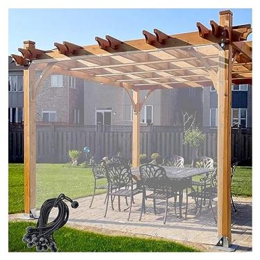 Imagem de Painéis Laterais à Prova D'água Lona Com Ilhós 0,12 Mm Grau Gazebos Cortina Anti-rasgo Tela De Partição De Plástico, Clear, 6x3m