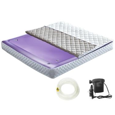 Imagem de Ustenroya Colchão de água de onda completa Free Flow, colchão de água quadrado para adultos, cama de água macia de PVC de 20 cm de espessura com capa removível, dobrável e dobrável, válvulas de ar