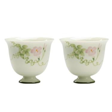 Imagem de Conjunto de chá de gongfu pintado à mão boutique – Asagao de verão em esmalte verde macio, inclui mini bule, Gaiwan, xícaras de chá, bandeja de bule e jianshui, conjunto de cerimônia de chá para