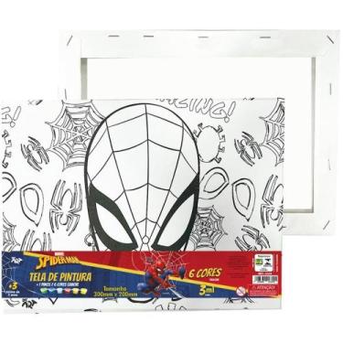 Imagem de Tinta Guache HOMEM-ARANHA com Tela para Pintura KIT Infantil - DAC