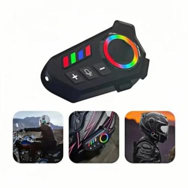 Imagem de Fone de Ouvido Bluetooth para Capacete de Moto, RGB, Microfone Tipo C, Bateria 800mAh, 40h de Autonomia
