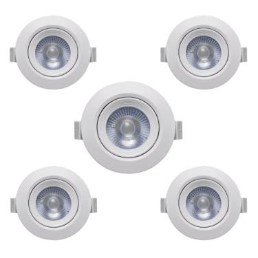 Imagem de kit 5 Spot Led Embutir Redondo 5w 3000k Branco Quente Bivolt