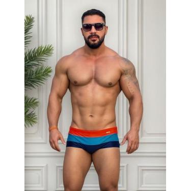 Imagem de Sunga Masculina Listrada Moda Praia Lycra Premium Grossa Lançamento - 