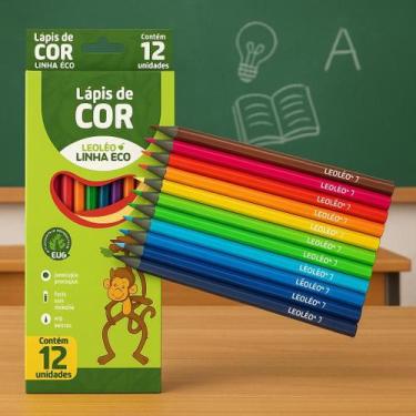 Imagem de Lápis de Cor Grande 12 Cores Leo&Leo - Jocar Office Leonora