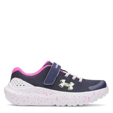Imagem de Under Armour Tênis feminino pré-escolar Surge 4 fecho alternativo, (410) Azul-marinho meia-noite/rosa rebelde/branco, 14