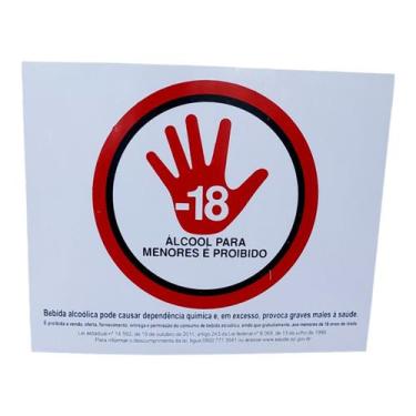Imagem de Placa de Sinalização PROIBIDO ALCOOL MENORES 18 ANOS 20X25CM - ASELETR