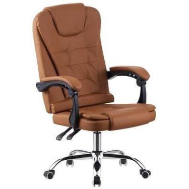 Imagem de Cadeira Office Fortt Presidente Marselha Cpf03-m, 120kg, Base Cromada, Com Rodinha, Reclinável, Marrom