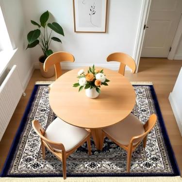 Imagem de 1 Tapete Belga Sala de Jantar Mesa Grande Es Cl 140 x 200 Vr (D5Cla Azul Vermelho Bege - Classico Medalhão Floral)