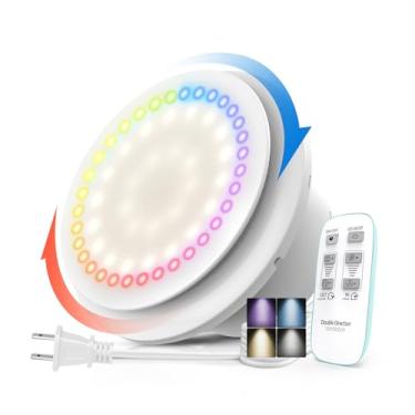 Imagem de Exaustor de banheiro com luz, 10 luzes RGB atualizadas 2 vias 6 velocidades, ventilador de banheiro com luz e controle remoto, motor CC de baixo ruído, 3000 RPM, ventiladores domésticos economizadores