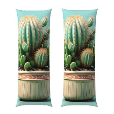 Imagem de Capa de travesseiro corporal com zíper oculto, fronha longa de microfibra macia e respirável para travesseiro corporal, capas de travesseiro de vaso de flores de cacto para dormir presente para cama