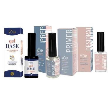 Imagem de Kit blindagem volia Gel base Prep Primer Desidrat ph unhas