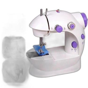 Imagem de Mini Máquina Costura Reta Portátil Cor Branco Voltagem - Guiro, Bivolt